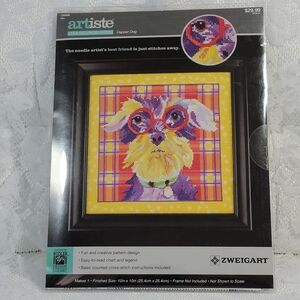 Zweigart Dapper Dog Artiste Counted Cross-Stitch Kit - Colorful Terrier 10"x10"